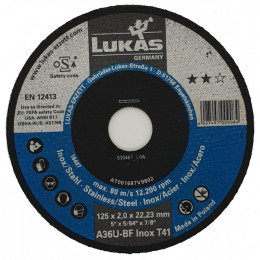 Відрізний диск LUKAS 125×2.0×22.23 мм A36U-BF по сталі
