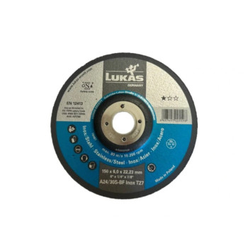 Шліфувальний круг LUKAS INOX 150×6.0×22.23 мм A24/30S-BF по нержавійці